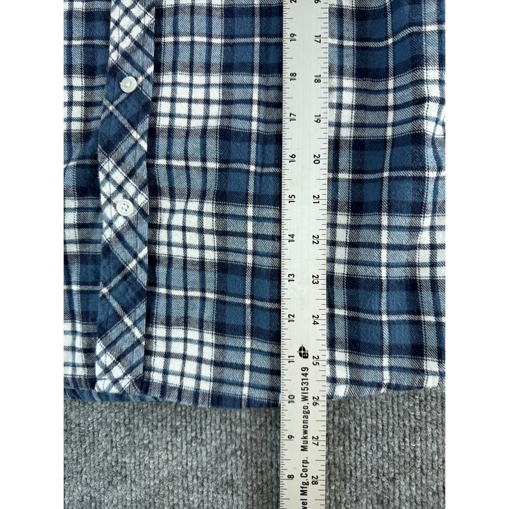 TravisMathew Mens Small Blue White Plaid Long Sleeve Button Down Flannel Shirt - Picture 5 of 7